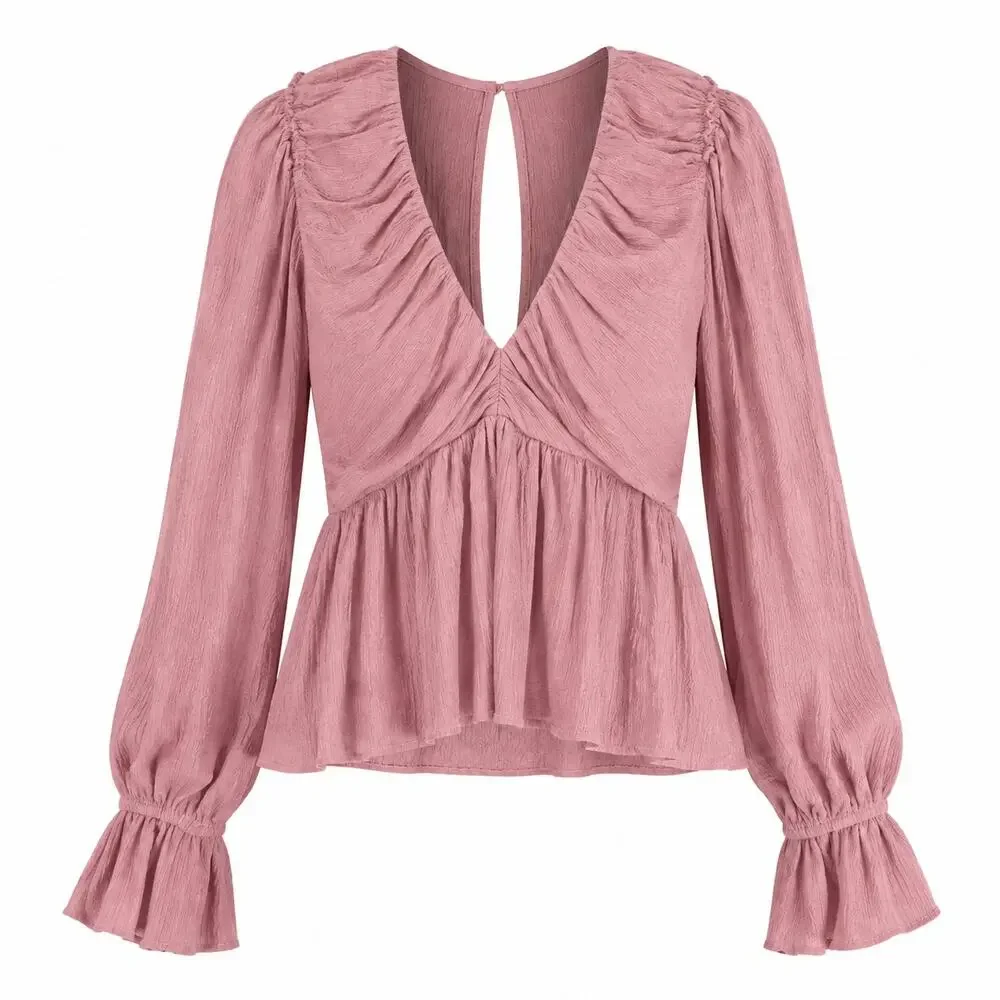 Free People Mauve Ruffle Peplum Top M